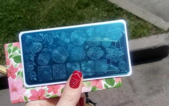 Пластина для стемпинга Harunouta Rectangle Stamping Plate Line Flower Pattern Nail Art Image L034 фото