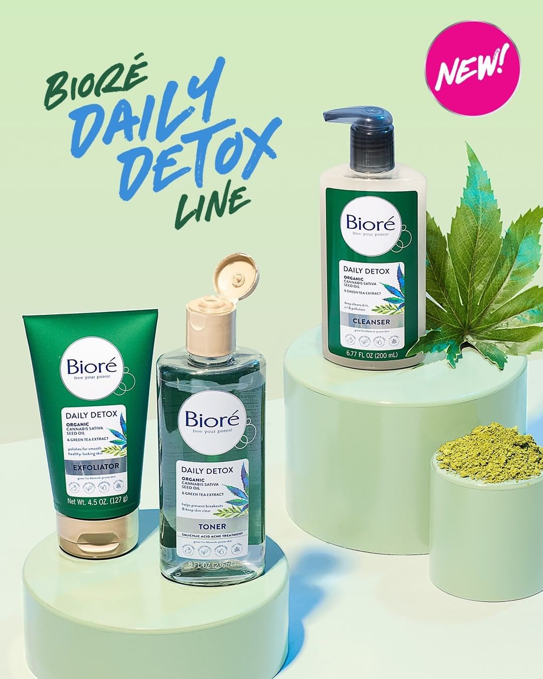 Bioré Skincare - 📣NEW Bioré Daily Detox line is HERE! Infused with cannabis sativa seed oil and green tea extract, it’s the perfect formula to treat blemish-prone skin