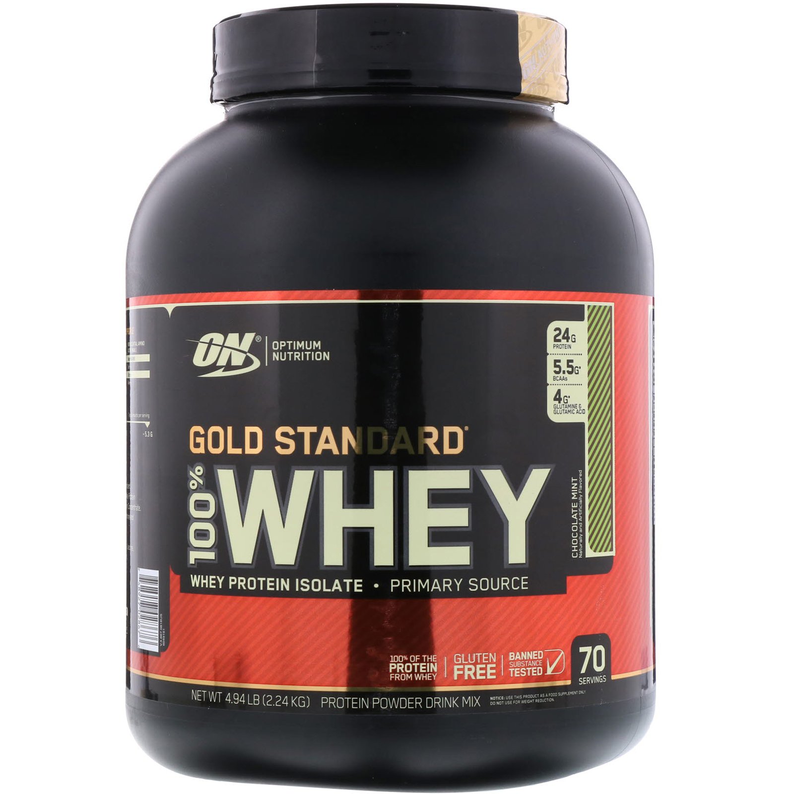 Optimum Nutrition, 100%-ная молочная сыворотка Gold Standard, шоколад ми мята, 4.94 фунтов (2,24 кг)