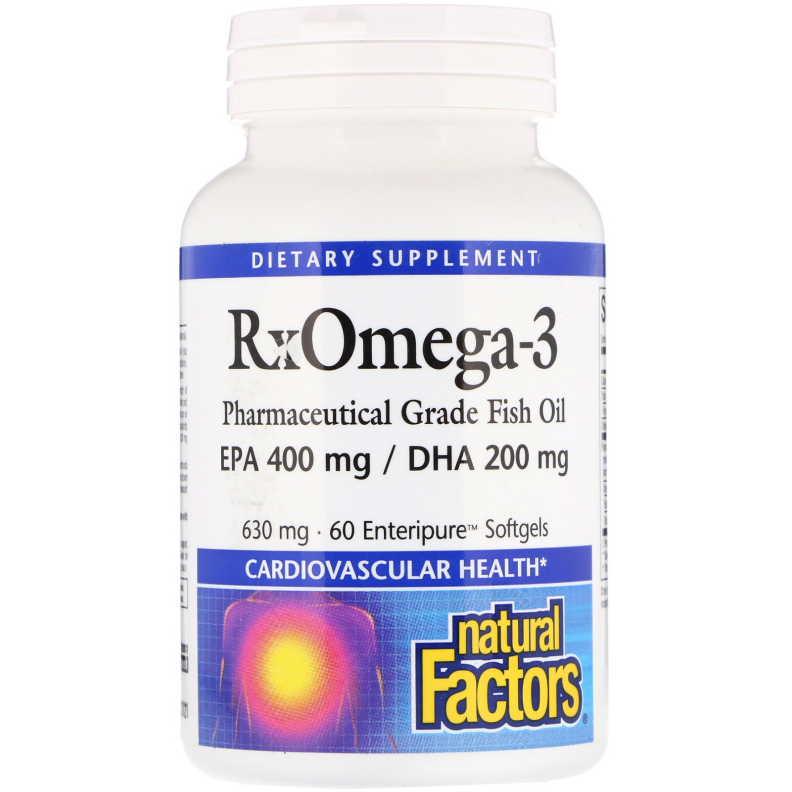 Natural Factors, RxOmega-3, 630 mg, 60 Enteripure Softgels (Discontinued Item)