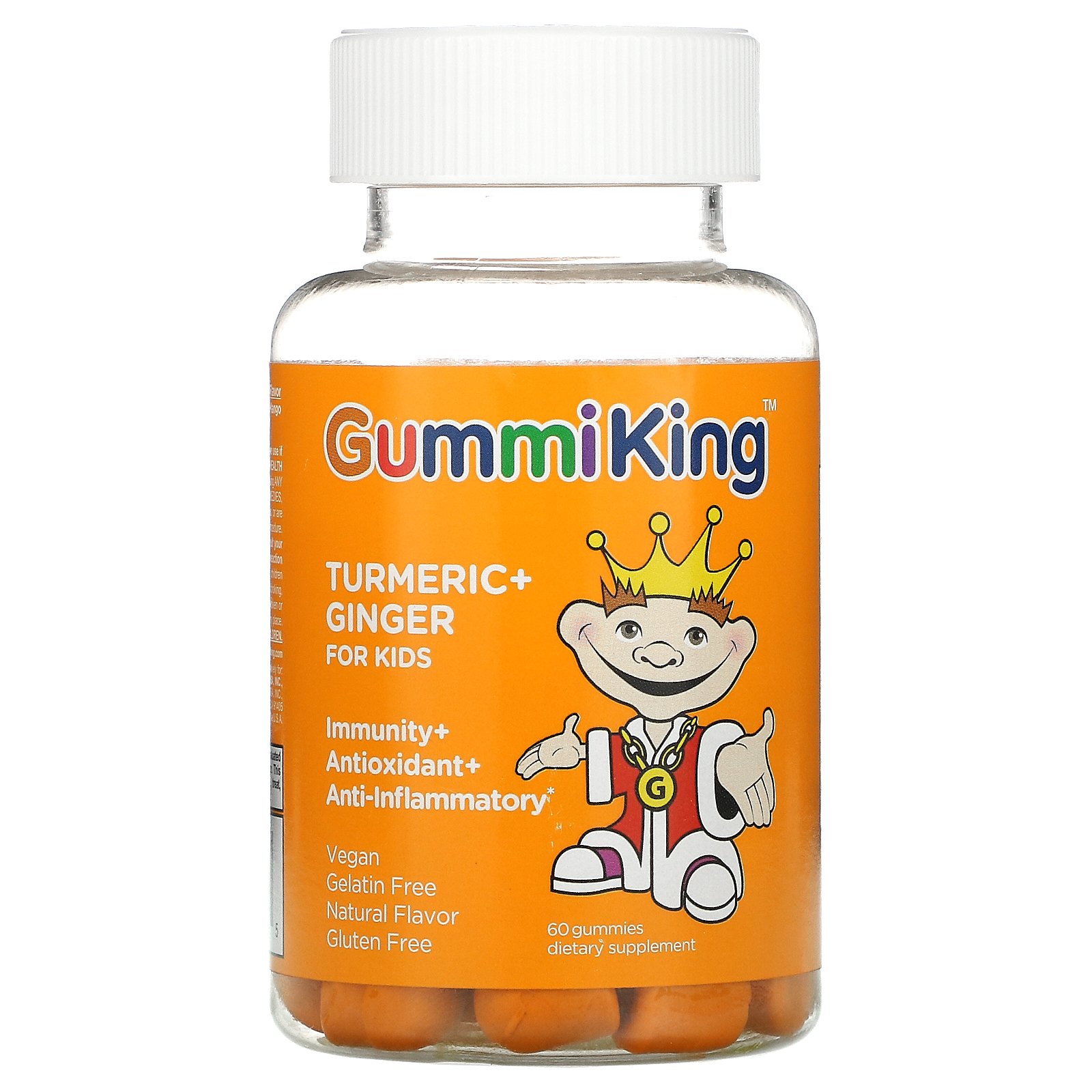 GummiKing, Turmeric + Ginger For Kids, Immunity + Antioxidant + Anti-Inflammatory, Mango Falvor, 60 Gummies