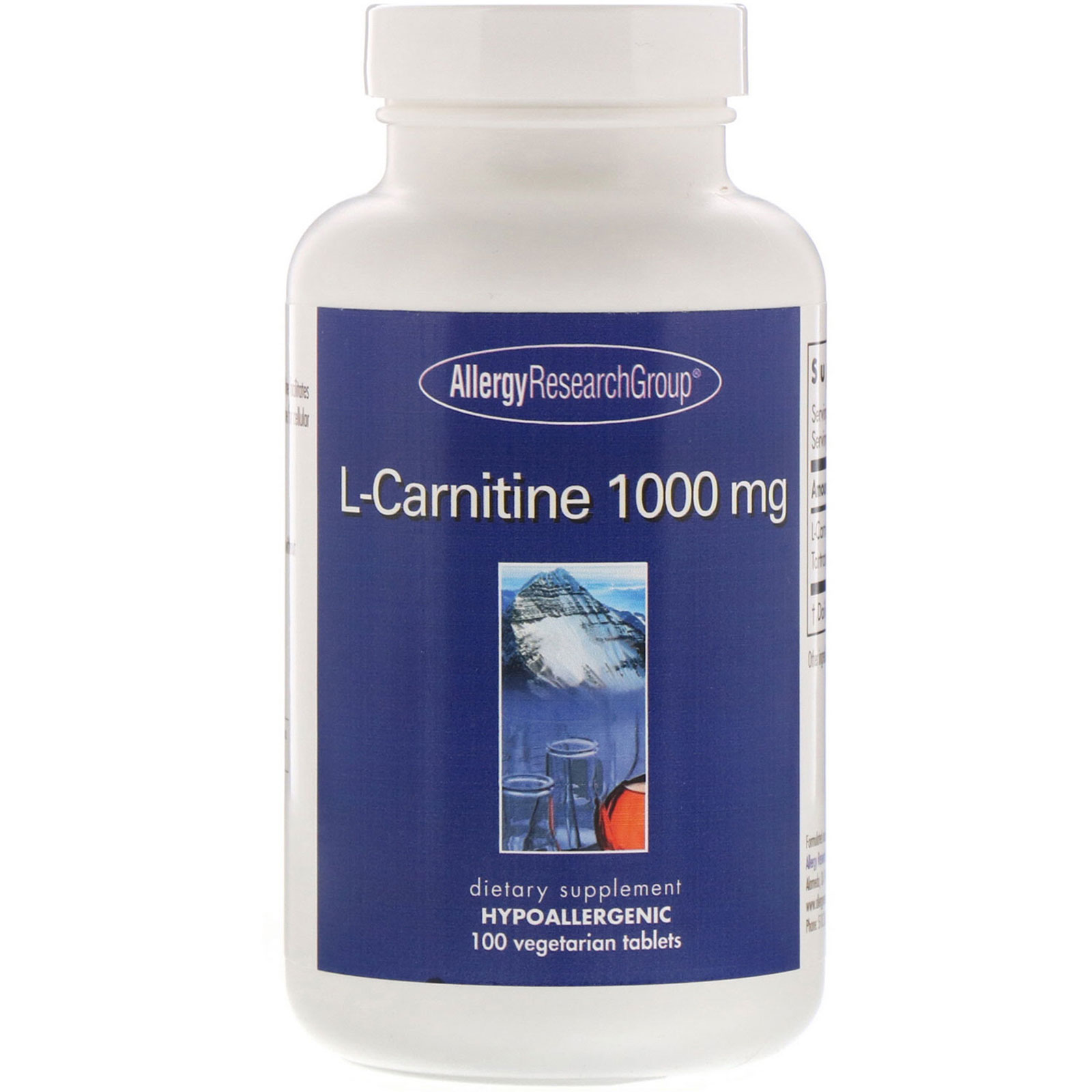 Allergy Research Group, L-карнитин, 1000 мг, 100 вегетарианских таблеток