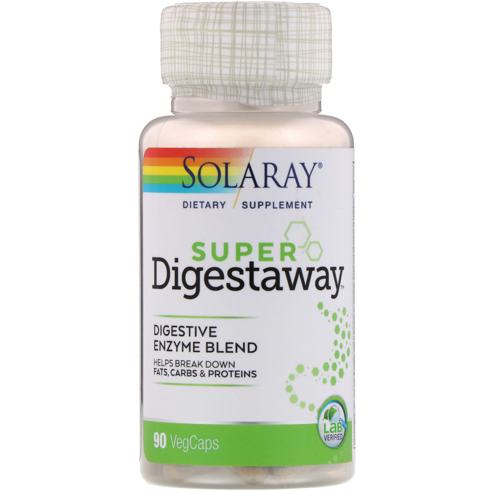 Solaray, Super Digestaway, смесь пищеварительных ферментов, 90&amp;nbsp;вегетарианских капсул