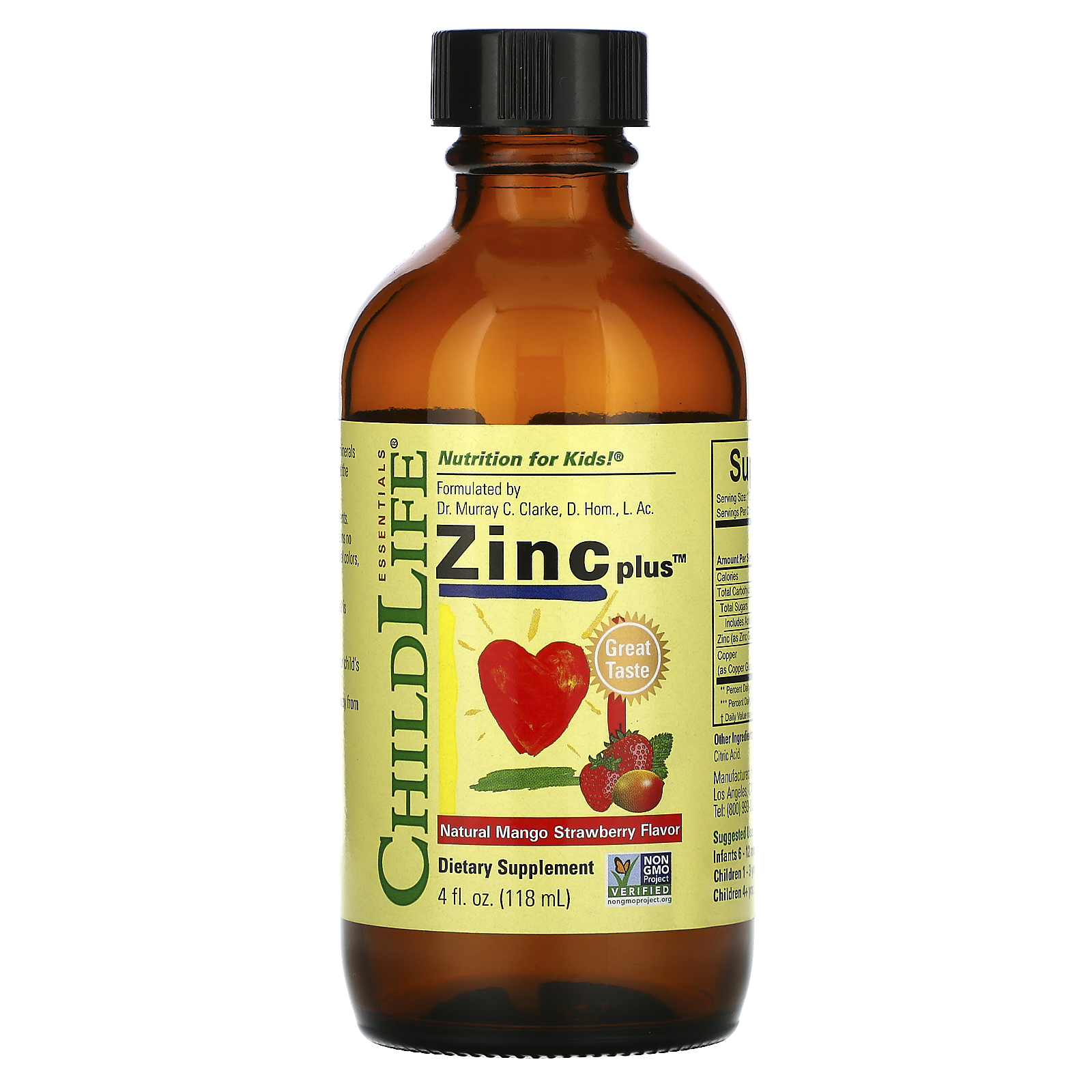 ChildLife, Essentials, Zinc Plus, Natural Mango Strawberry Flavor, 4 fl oz (118 ml)