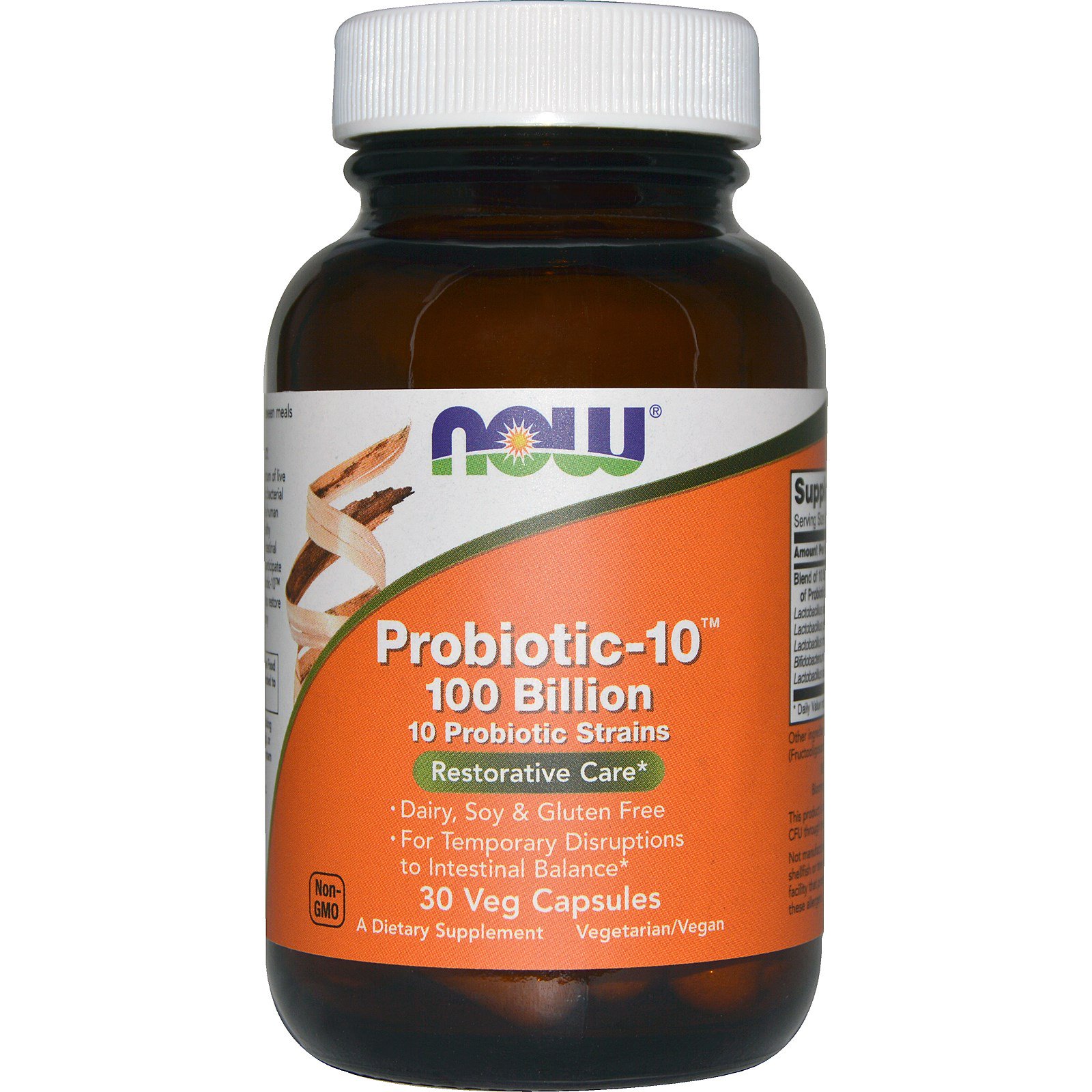 Now Foods, Probiotic-10, 100 миллиардов, 30 веггетарианских капсул