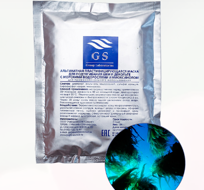 Альгинатная маска GS Group Laboratories для подтягивания шеи и декольте с морскими водорослями и миоксинолом