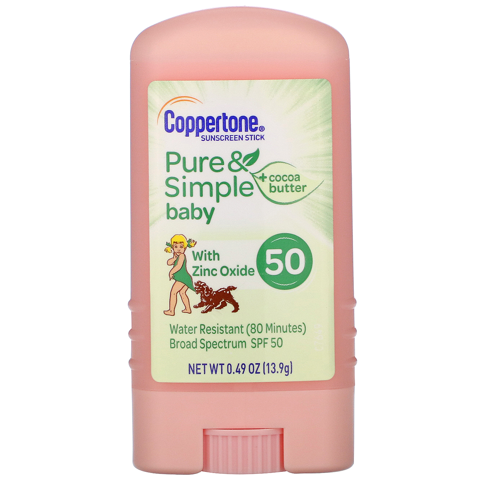 Coppertone, Baby, Pure &amp; Simple, Sunscreen Stick, SPF 50, Cocoa Butter, 0.49 oz (13.9 g)