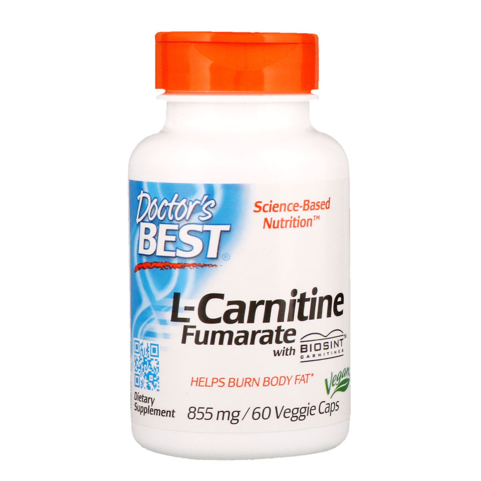Doctor's Best, L-карнитин фумарат с карнитинами Biosint, 855 мг, 60 растительных капсул