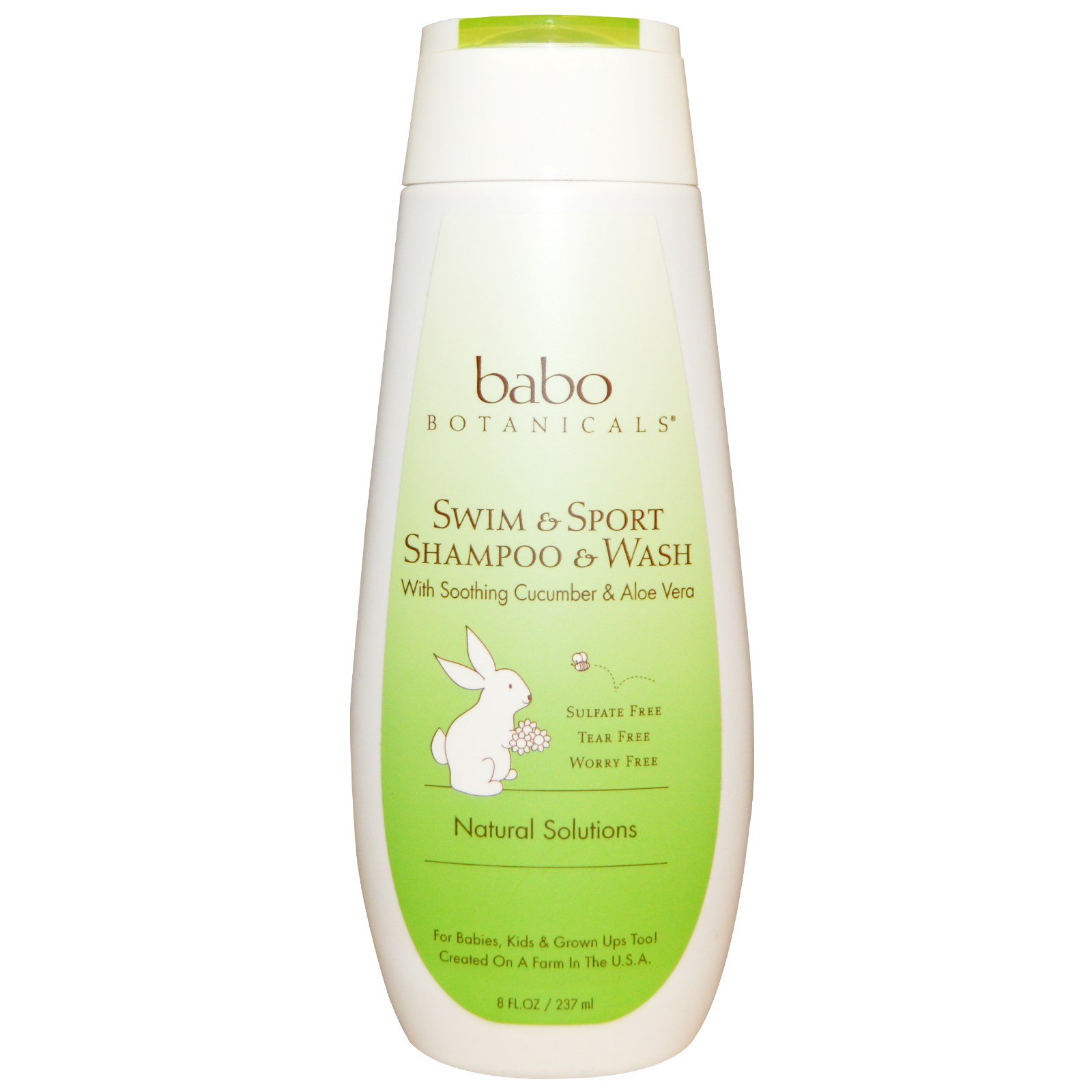 Babo Botanicals, Swim &amp; Sport Shampoo &amp; Wash, with Soothing Cucumber &amp; Aloe Vera, 8 fl oz (237 ml)