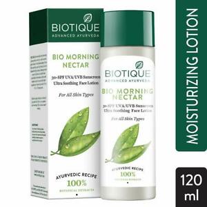  Biotique Bio утренний нектар солнцезащитный крем ультра успокаивающий лосьон для лица, SPF 30+, 120 мл