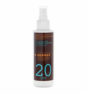  Korres SPF20 прозрачный солнцезащитный крем тело кокосовое масло грецкого ореха, 150ml (5.07oz)