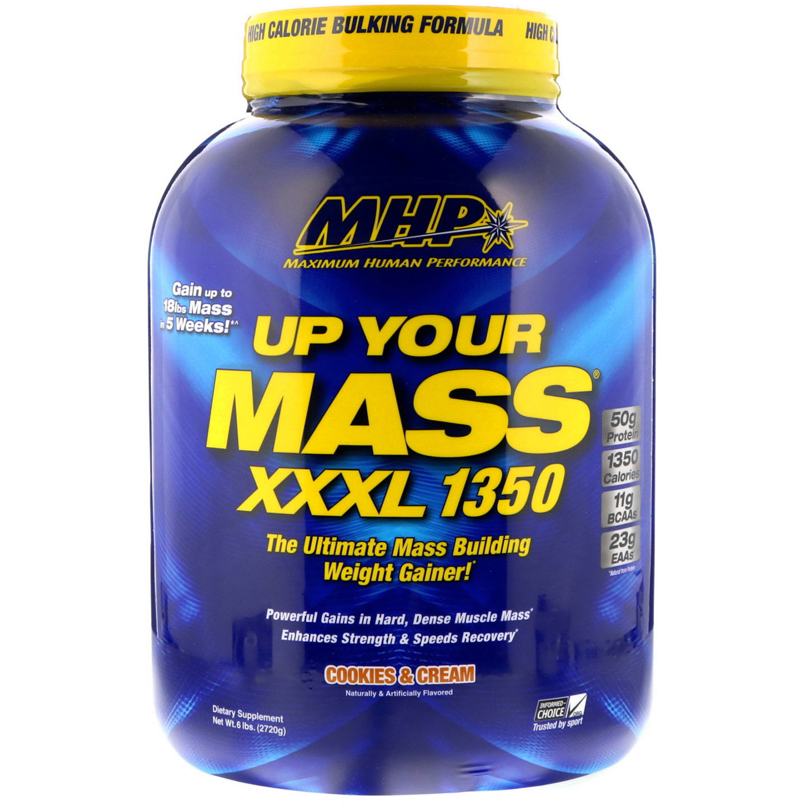 Maximum Human Performance, LLC, Гейнер Up Your Mass XXXL 1350, со вкусом печенья с кремом, 6 фунтов (2720 г)