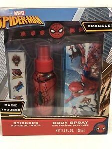  Новый в коробке MARVEL SPIDER-MAN чехол, наклейки, браслет, и спрей для тела по воздуху-Val