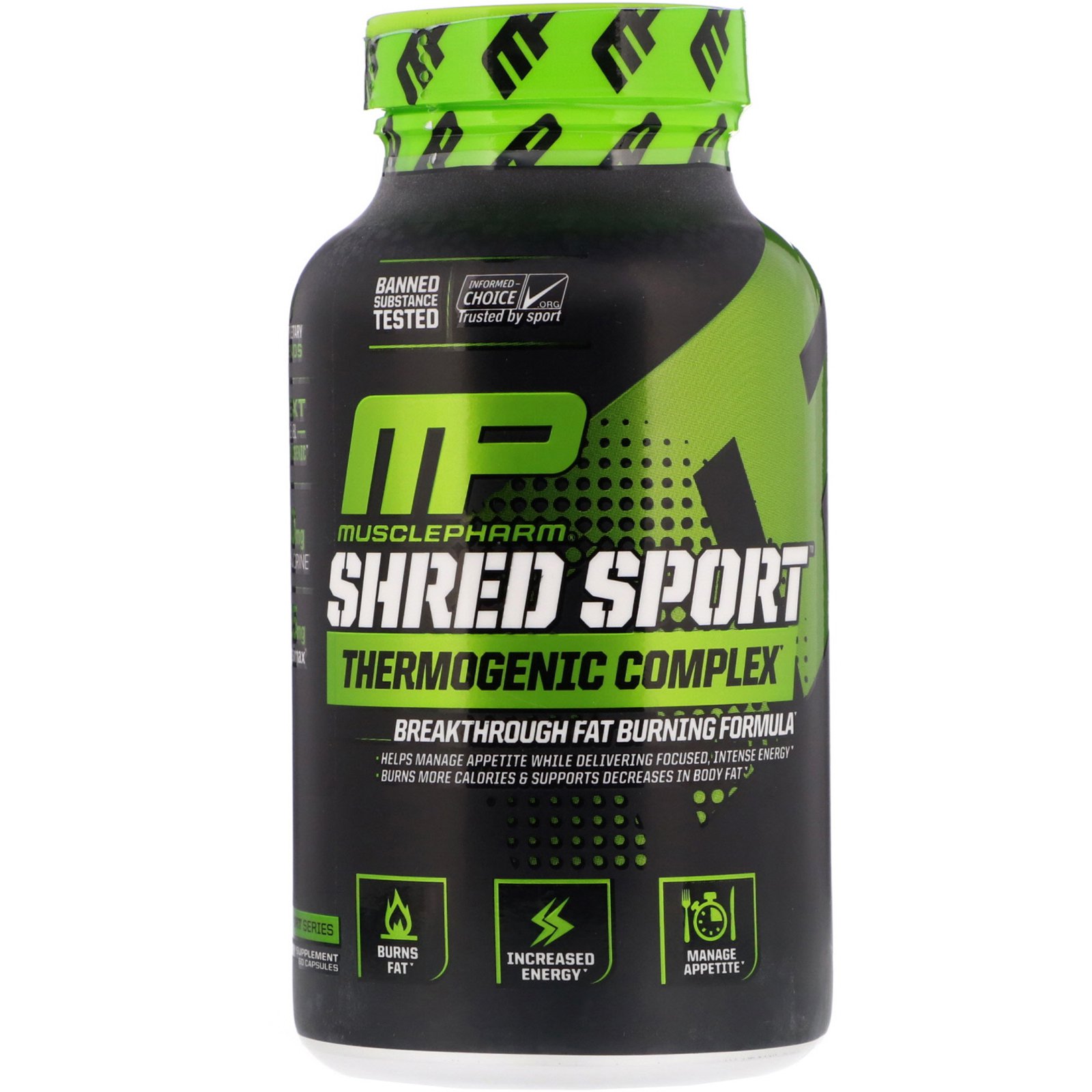 MusclePharm, Shred Sport, термогенный комплекс, 60 капсул