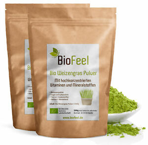  BioFeel - Bio Weizengras Pulver, 400g, (2x 200g) - Beste Qualtät aus Neuseeland