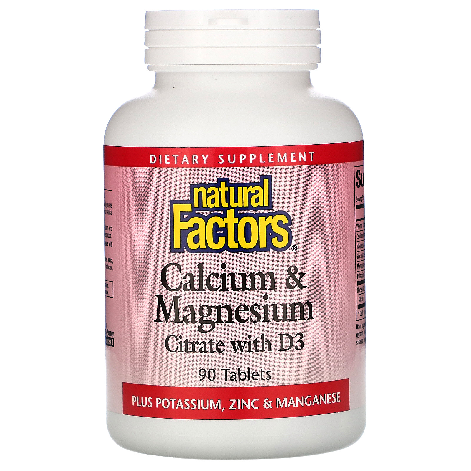 Natural Factors, Calcium &amp; Magnesium, Citrate with D3, 90 Tablets