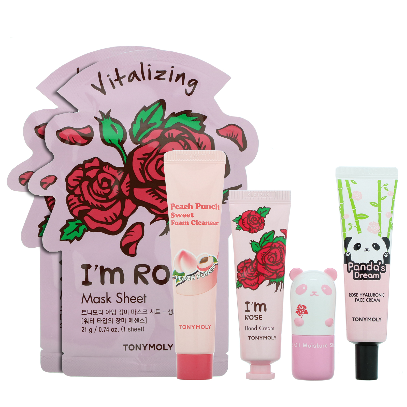 Tony Moly, Glow For It, Roses &amp; Peaches Set, 6 Piece Set