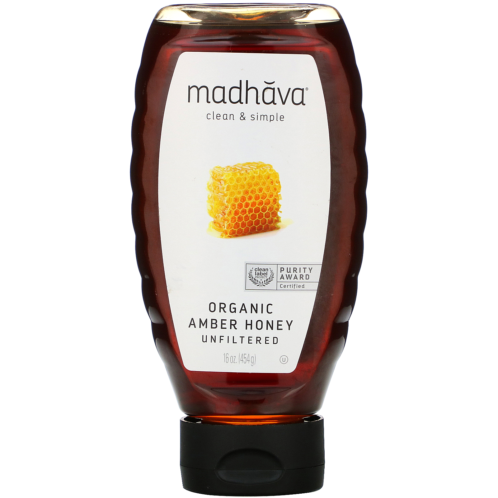 Madhava Natural Sweeteners, Organic Amber Honey, Unfiltered , 16 oz (454 g)