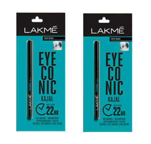  2 X LAKME eyeconic Kajal подводка для глаз, глубокий черный, 0.35gm, быстрая и бесплатная доставка