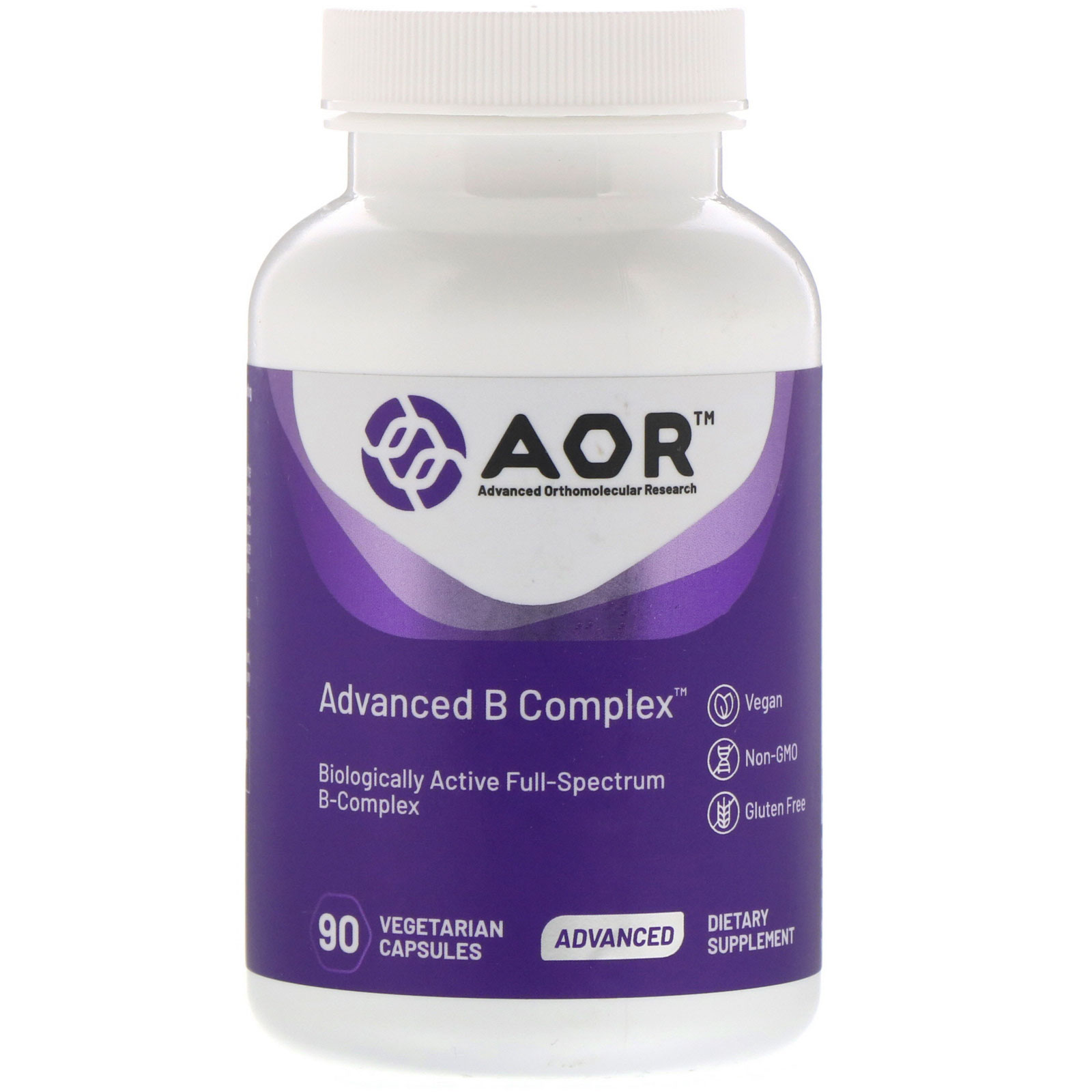 Advanced Orthomolecular Research AOR, Advanced B Complex, 90 Vegetarian Capsules