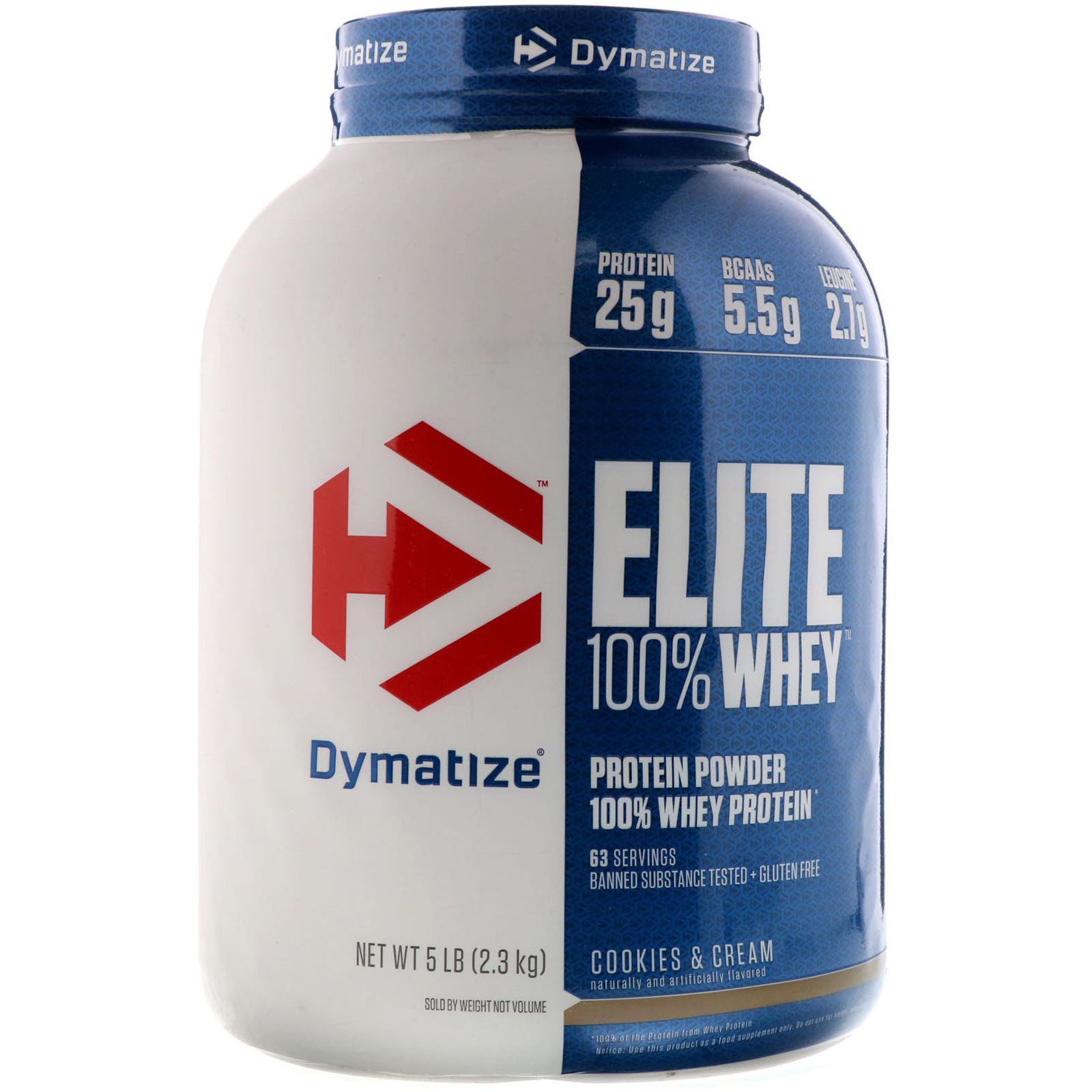 Dymatize Nutrition, Elite,  Порошок 100-ного Сывороточного Протеина, Печенье со Сливками, 5 фунтов (2,3 кг)