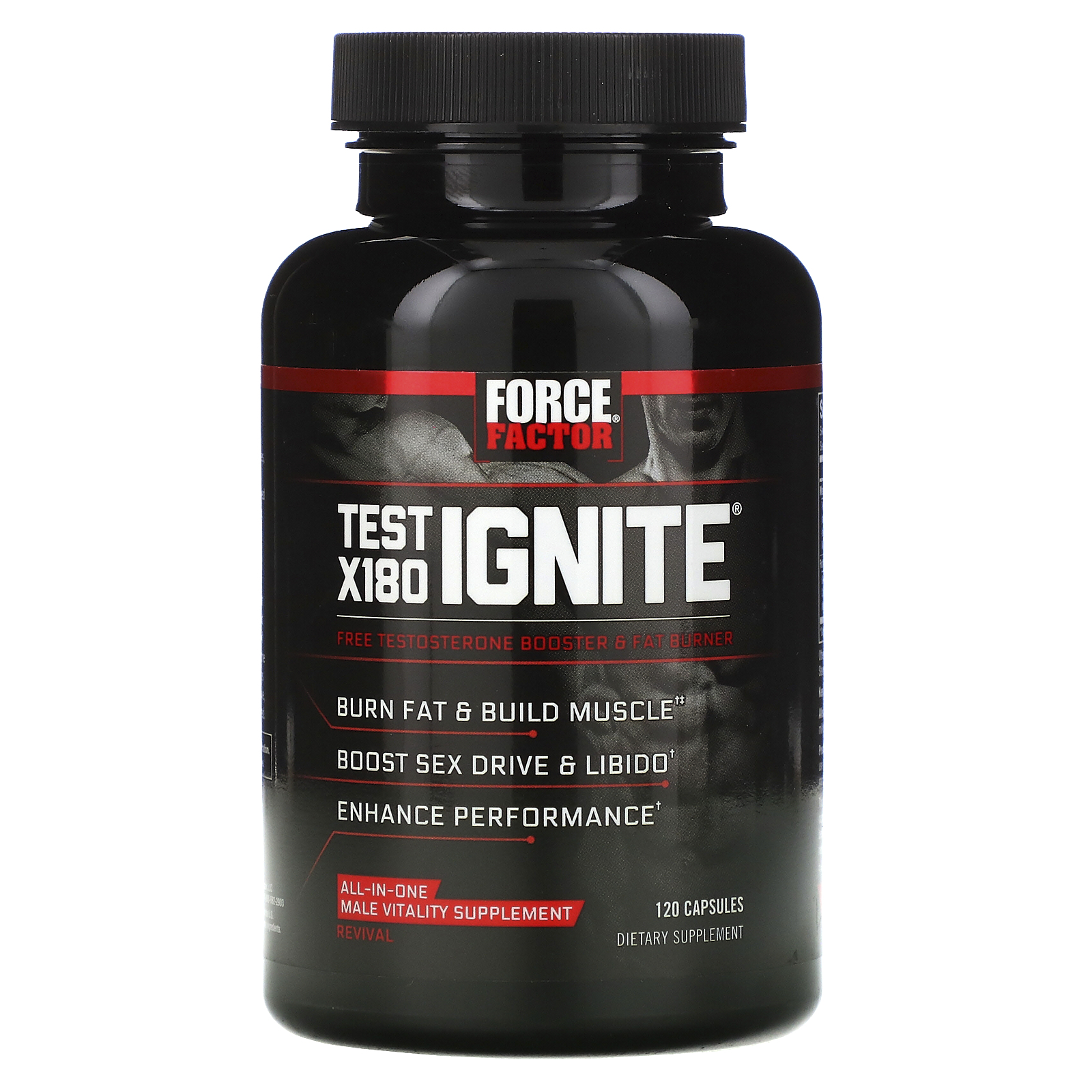 Force Factor, Test X180 Ignite, Free Testosterone Booster &amp; Fat Burner, 120 Capsules