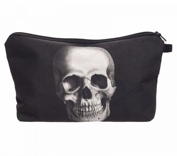 Дорожная косметичка Aliexpress New Women Neceser Portable Make Up Bag Case 3D Printing Skull Black Organizer Bolsa feminina Travel Toiletry Bag Cosmetic Bag