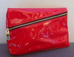  Красный красоты YSL из искусственной лакированной кожи макияж косметика сумка/сумка, совершенно новый!