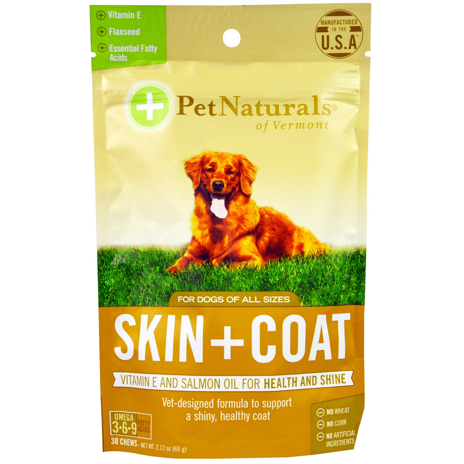 Pet Naturals of Vermont, Кожа + мех, для собак, 30 жевательных таблеток, 2,12 унции (60 г)