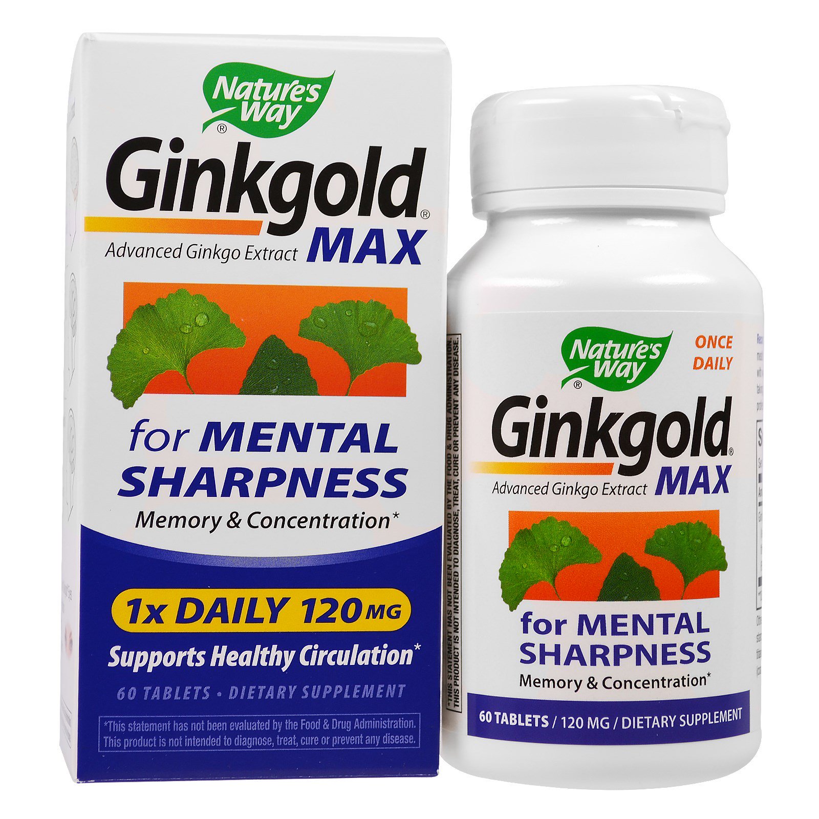 Витамины для памяти и концентрации. Nature's way, Ginkgold Max, 120 мг. Витамины для мозга. Самые эффективные витамины.
