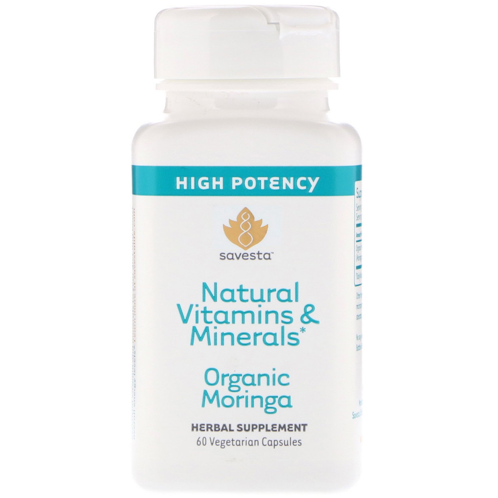 Savesta, Натуральные витамины и минералы, органическая моринга, 60 вегетарианских капсул
