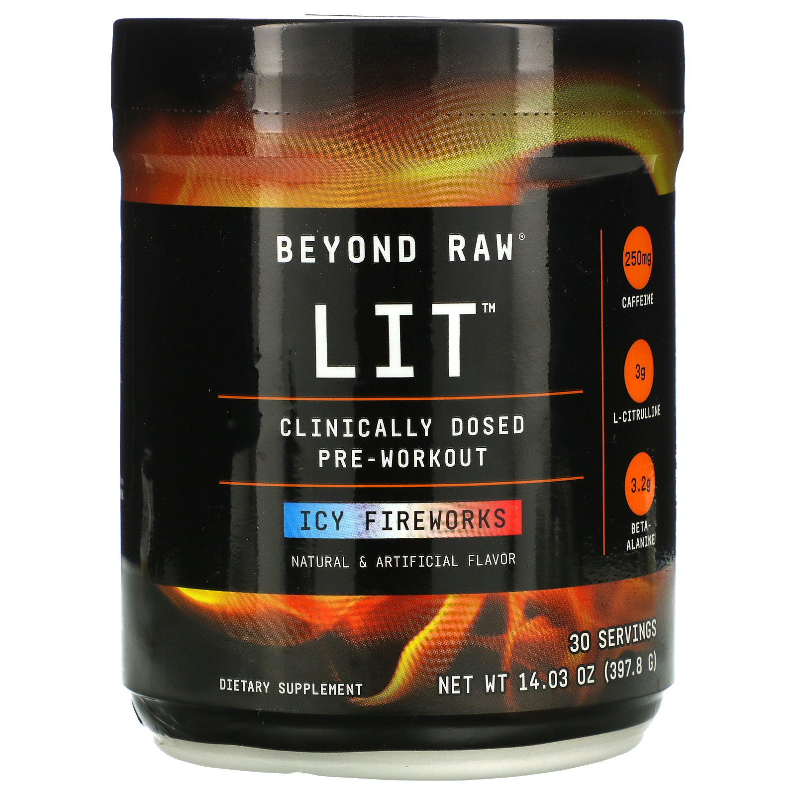 GNC Beyond Raw, LIT, Clinically Dosed Pre-Workout, Icy Fireworks, 14.03 oz (397.8 g)