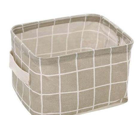 Корзина для хранения аксессуаров Aliexpress Storage Basket DIY Desktop Folding Linen Toy Storage Box Plaid Jewelry Makeup Organizer Fabric Basket a803 27