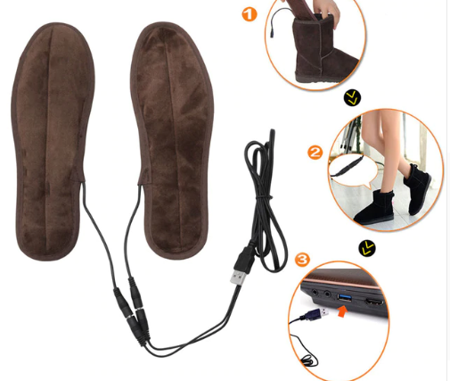 Стельки с подогревом Aliexpress THINKTHENDO New USB Electric Powered Plush Fur Heating Insoles Winter Keep Warm Foot Shoes Insole