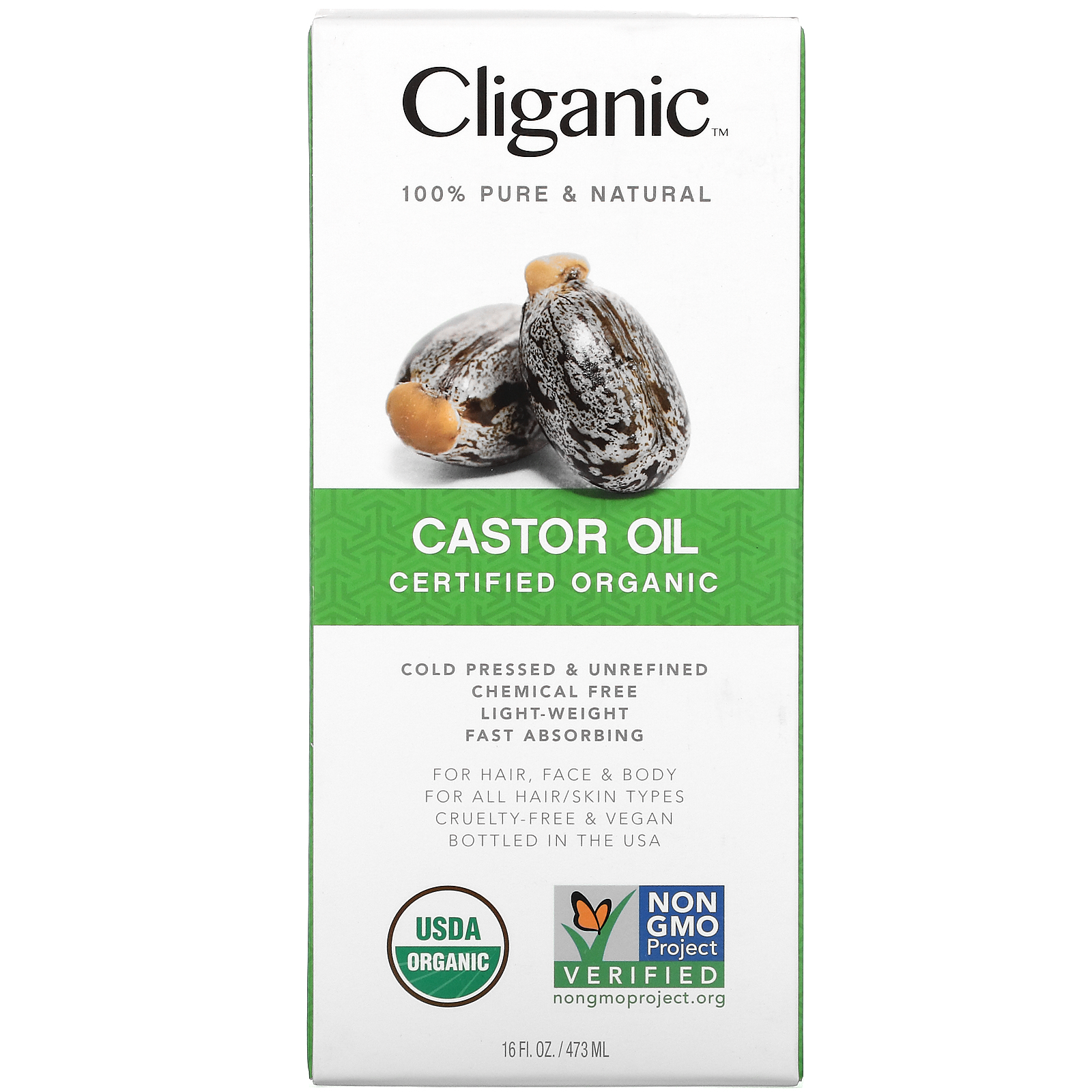 Cliganic, Organic Castor Oil, 16 fl oz (473 ml)