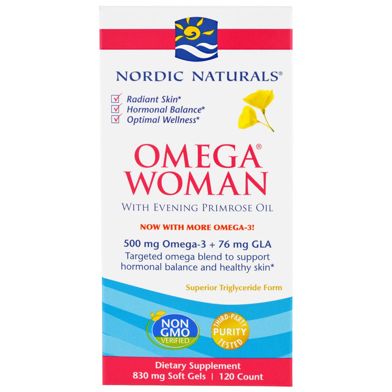 Nordic Naturals, Omega Woman, с маслом ослинника двулетнего, 830 мг, 120 гелевых капсул