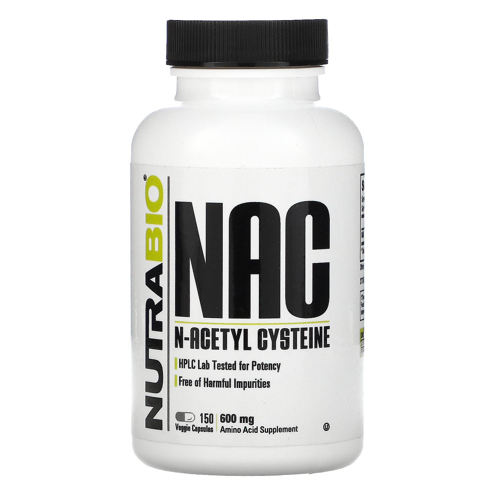 NutraBio Labs, NAC, N-Acetyl Cysteine, 600 mg, 150 Veggie Capsules