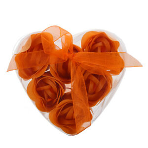  6 шт. цветок розы душистые ванны мыло лепестки оранжевые W сердце форма коробка P6D1