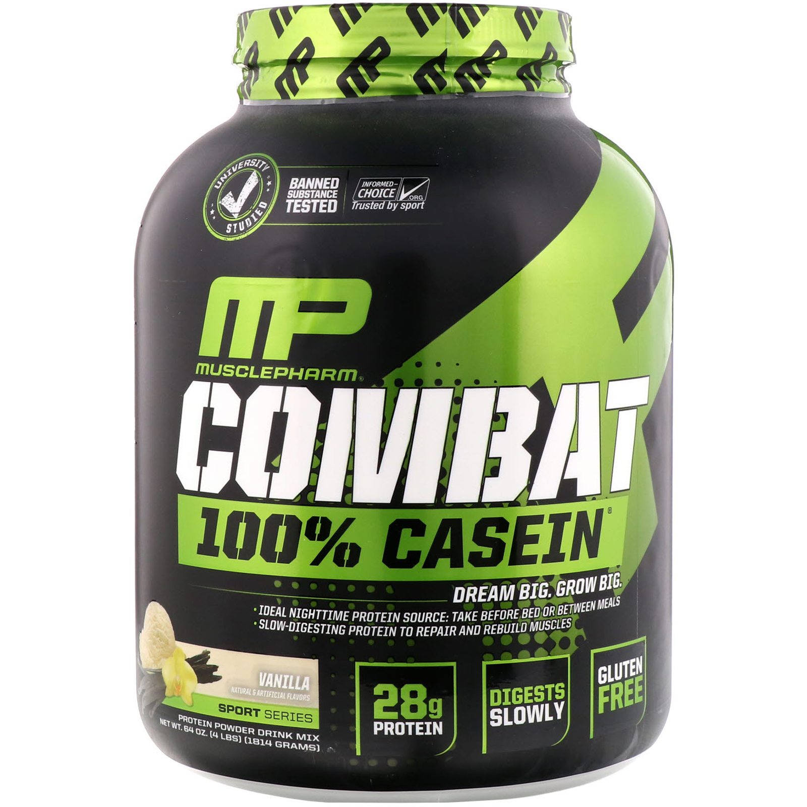 MusclePharm, Combat 100% казеин, ваниль, 1814 г.