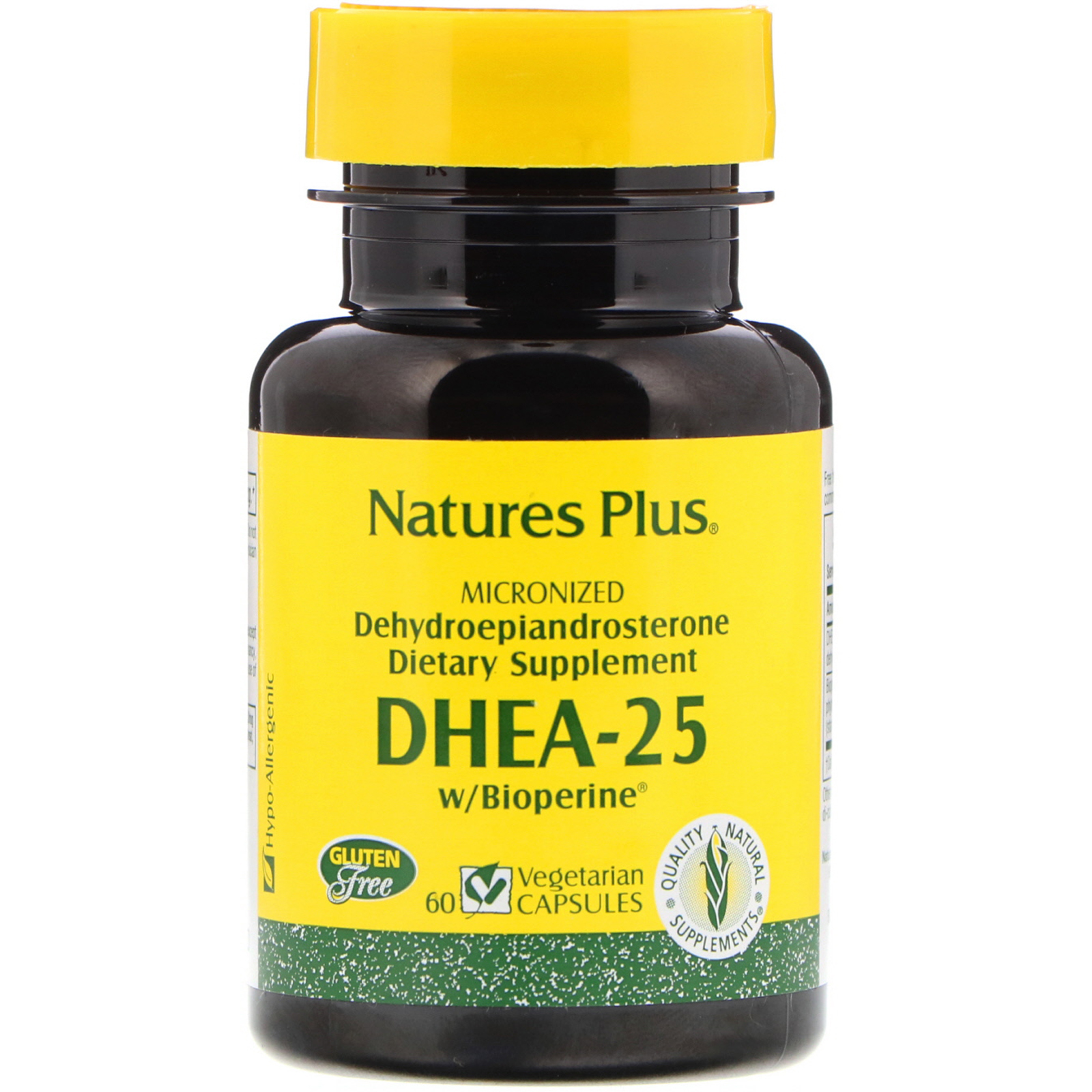 Nature's Plus, DHEA-25 With Bioperine, 60 Vegetarian Capsules