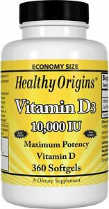  Витамин D3, здоровые корни, 360 капсул 10000 ме