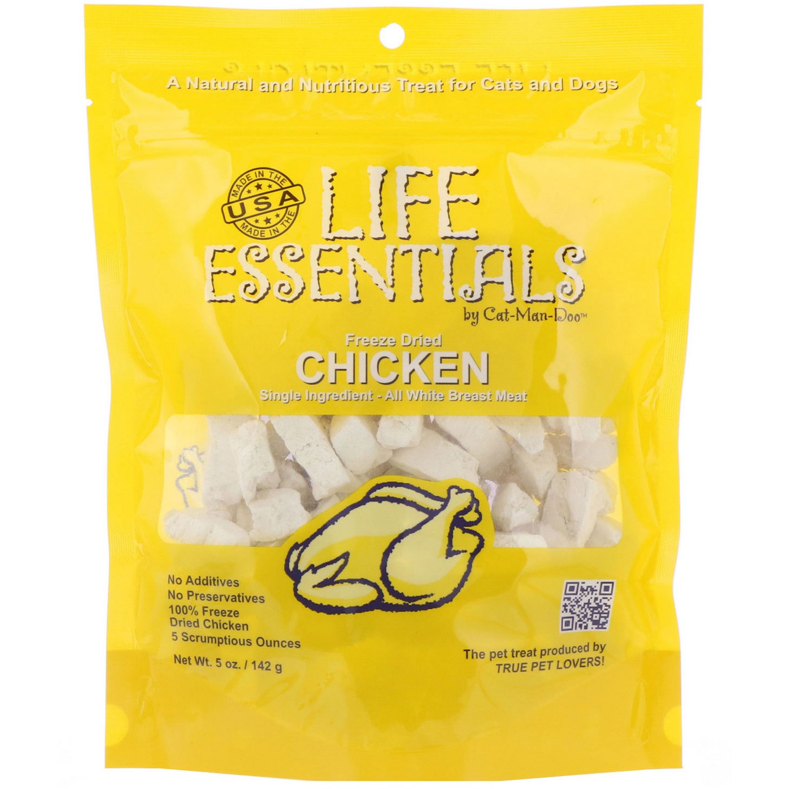 Cat-Man-Doo, Life Essentials, Freeze Dried Chicken for Cats &amp; Dogs, 5 oz (142 g)