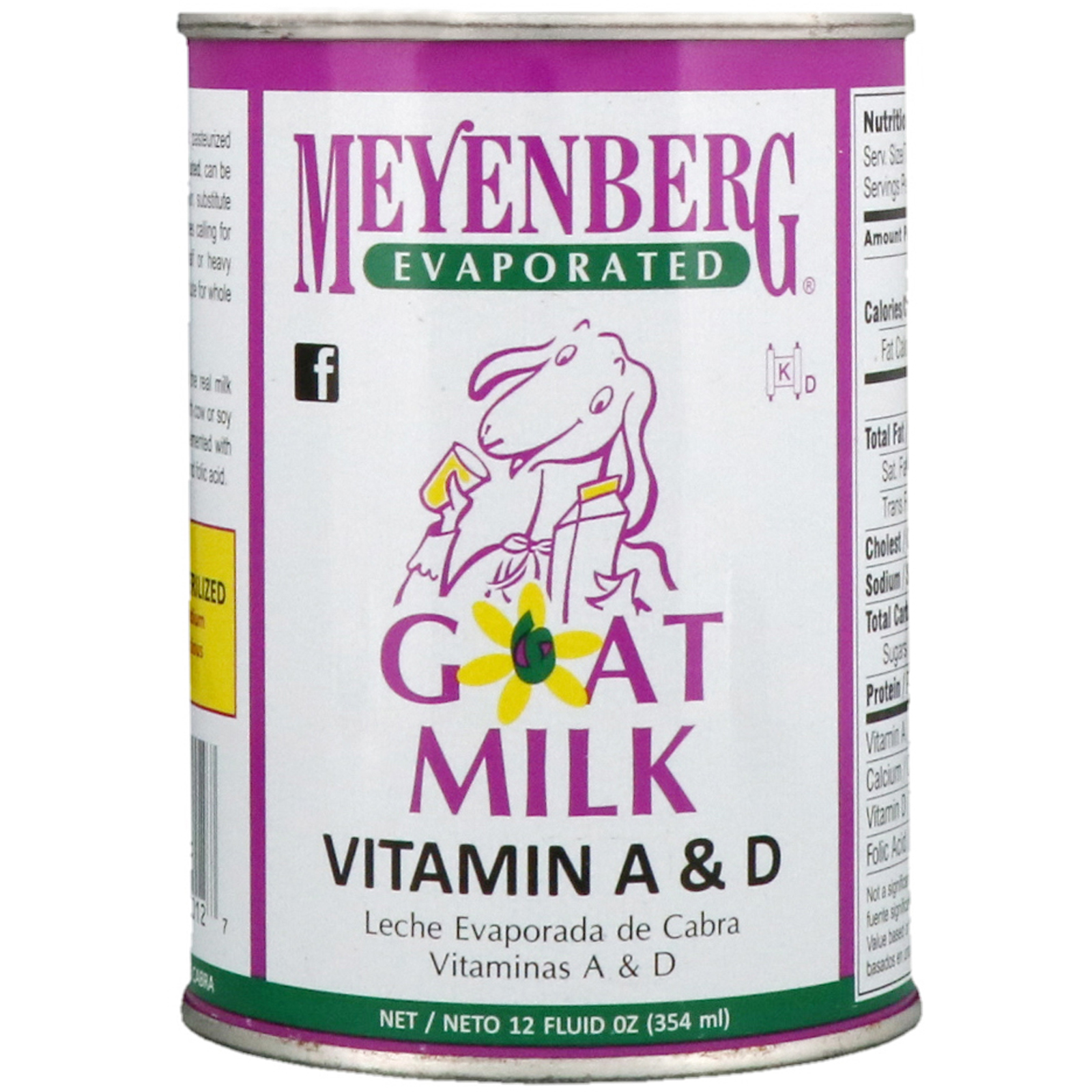 Meyenberg Goat Milk, Концентрированное козье молоко, витамины A и D, 12 ж. унц. (354 мл)