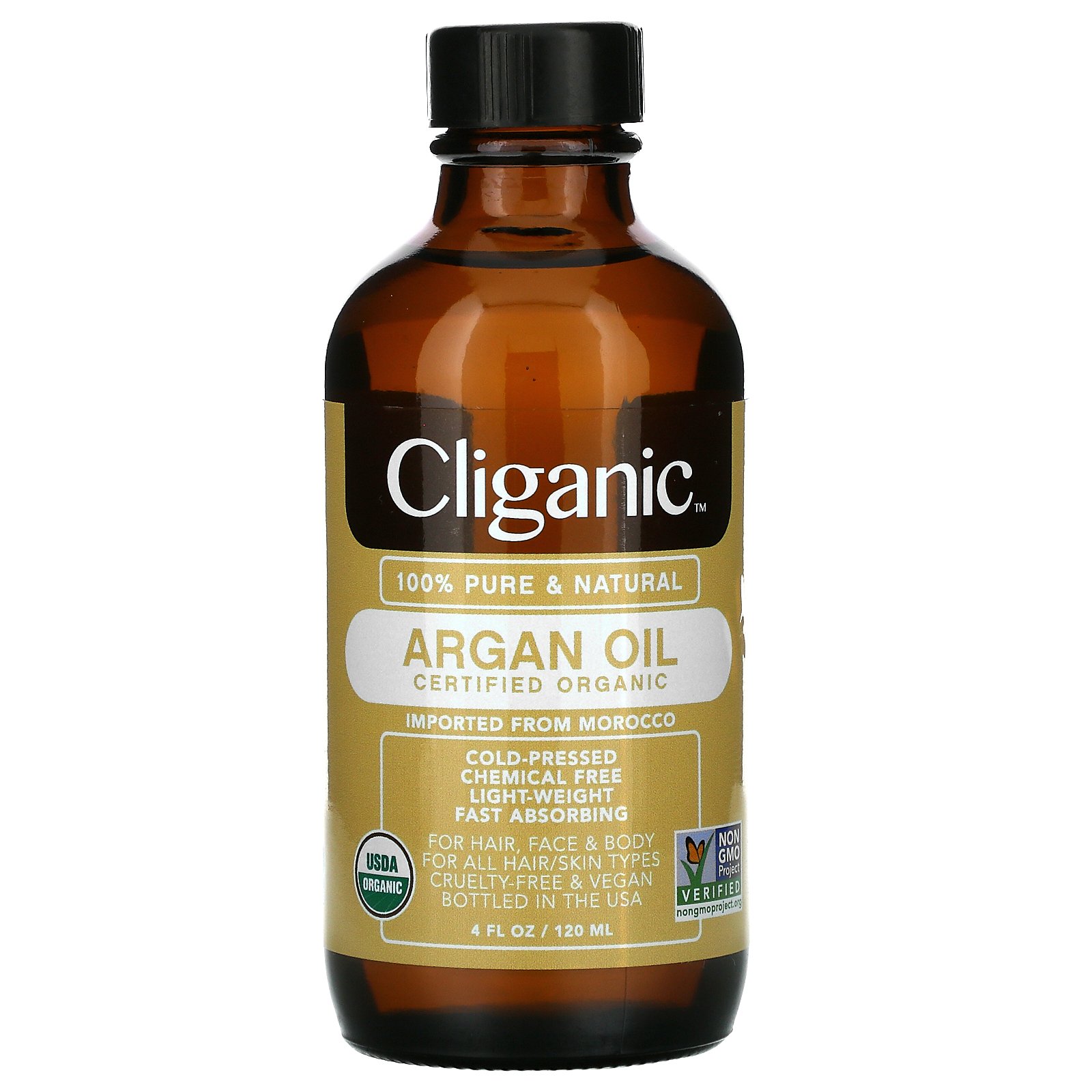 Cliganic, 100% Pure &amp; Natural Argan Oil,  4 fl oz (120 ml)