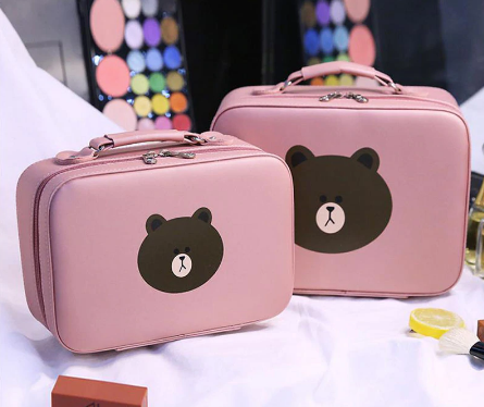 Кейс для косметики Aliexpress New 19 Korean version of the bear cosmetic bag portable large-capacity storage bag simple compact cute portable cosmetic case