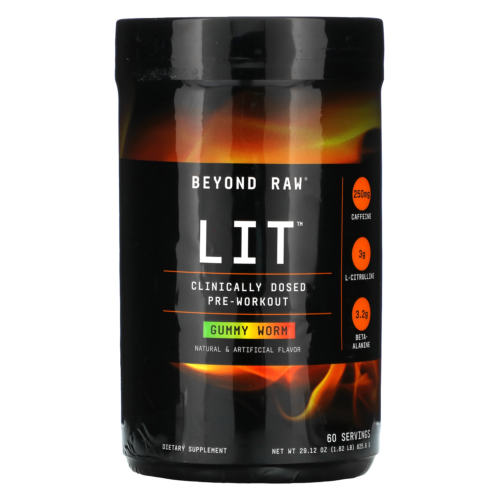 GNC Beyond Raw, LIT, Clinically Dosed Pre-Workout, Gummy Worm, 1.82 lb (825.6 g)