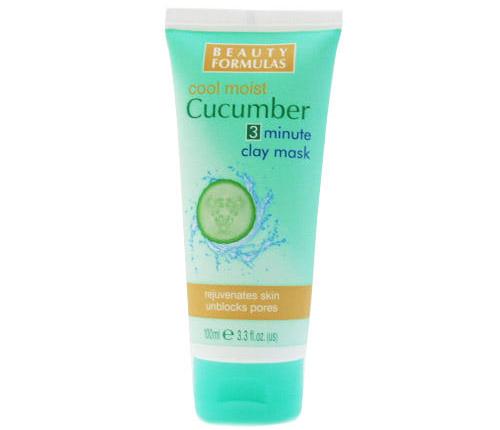 Маска для лица с огурцом, очищающая поры Beauty Formulas Cool Moist Cucumber 3 Minute Clay Mask (3 минуты)