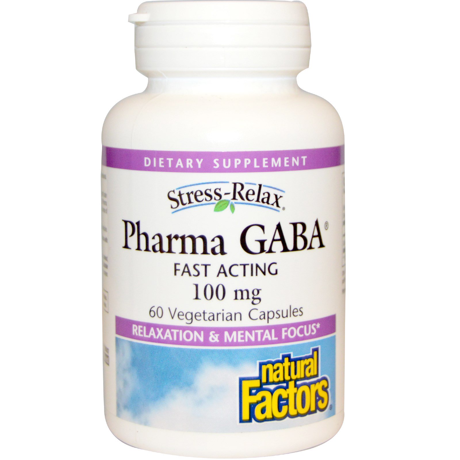 Natural Factors, Stress Relax, Pharma GABA, 100 мг, 60 растительных капсул