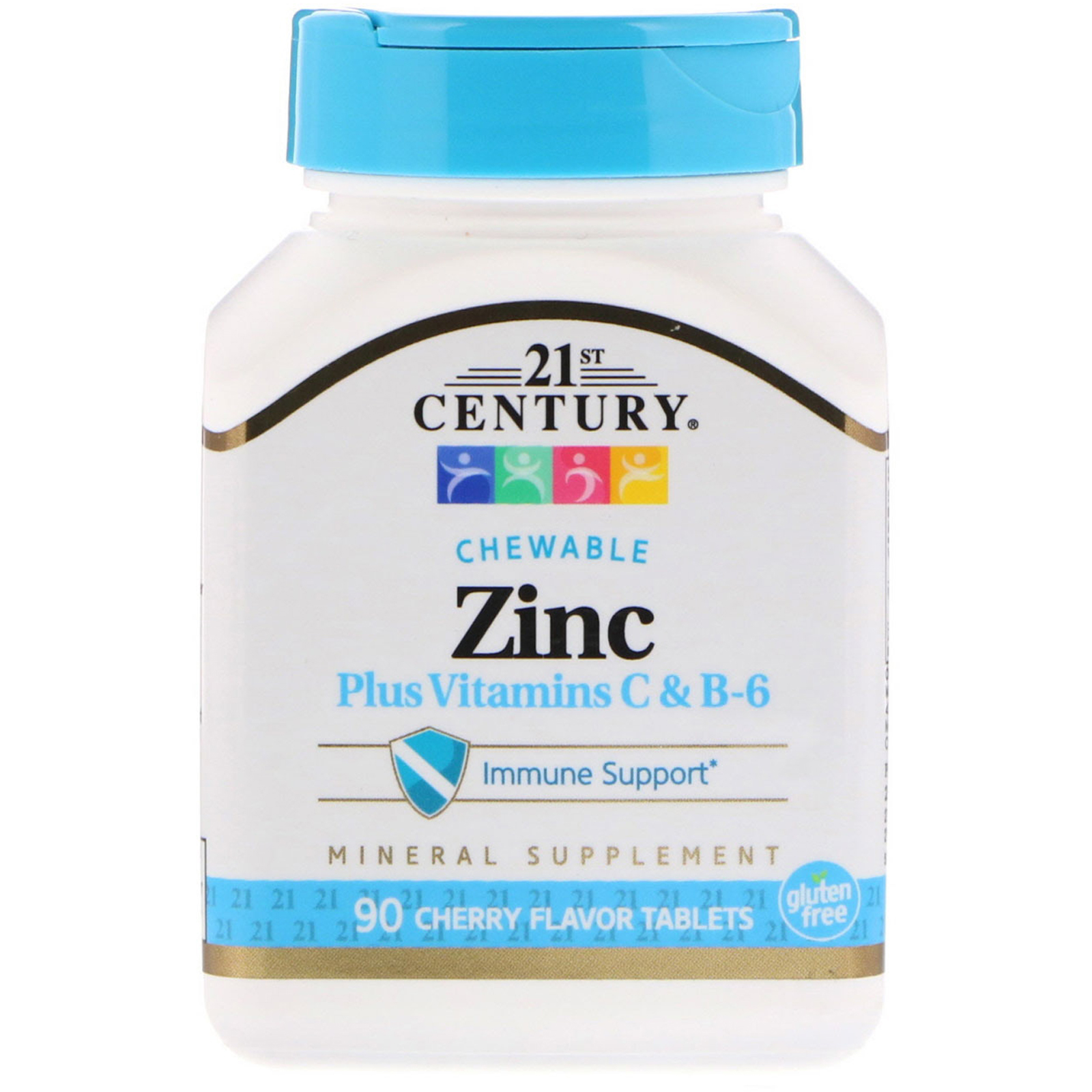 21st Century, Zinc Plus Vitamins C &amp; B-6, Cherry Flavor, 90 Chewable Tablets