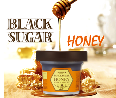 Маска-скраб SKINFOOD Black sugar HONEY mask wash off